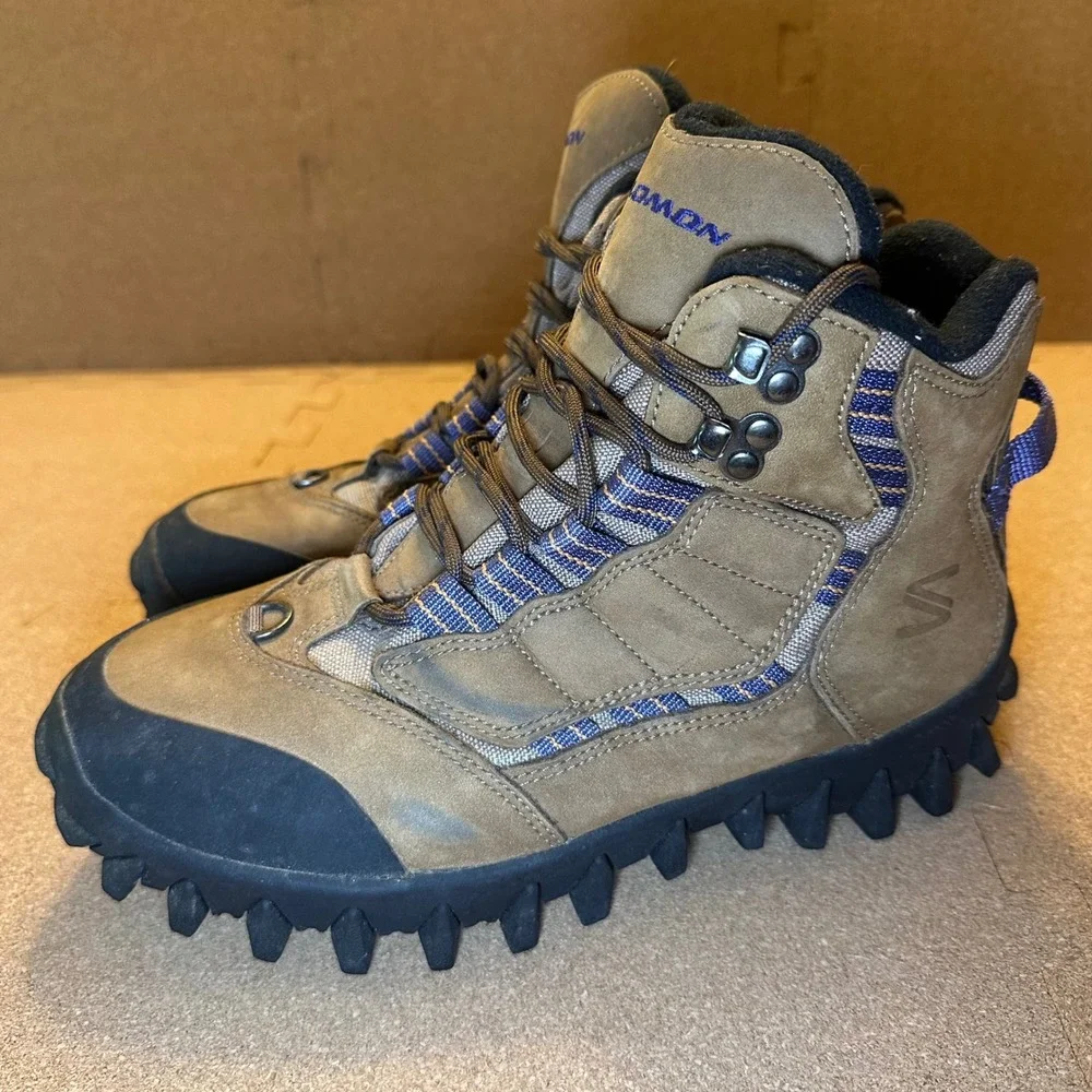 Salomon Mens Contagrip Thinsulate Winter Hiking Boots Brown‎ Blue Size 7.5